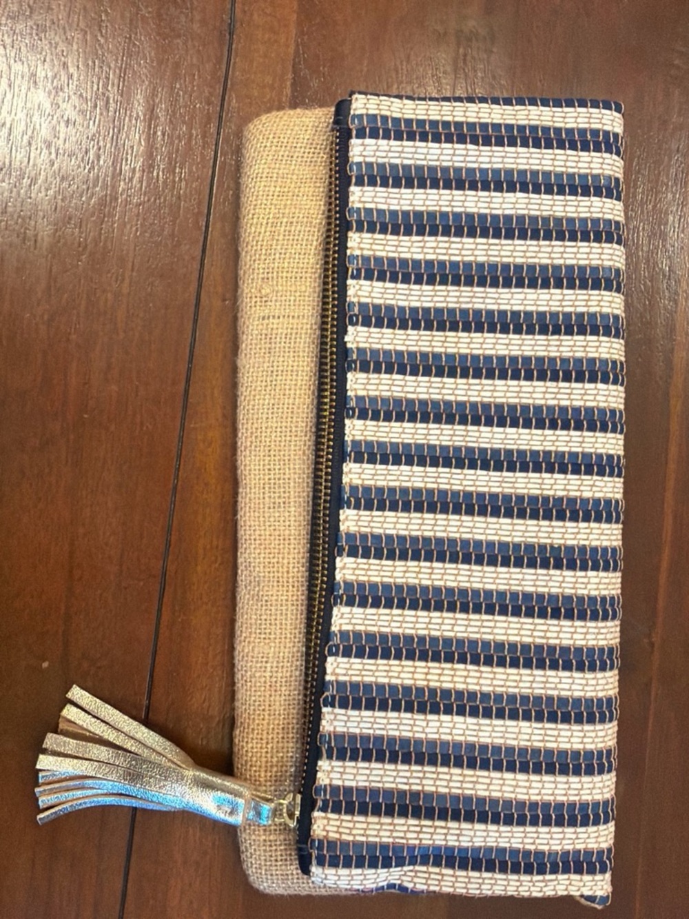 Striped Navy & Cream Women’s Zip Pouch